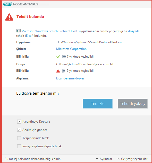 Tehdit bulundu Tehdit bulundu
