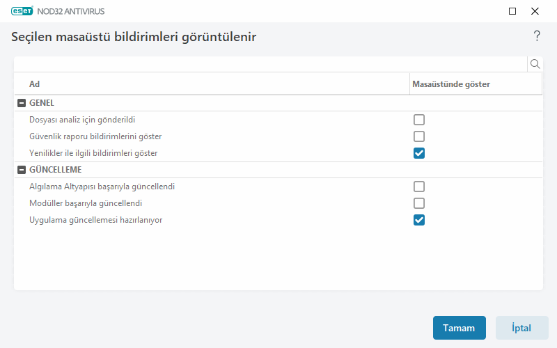 Masaüstü bildirimleri Masaüstü bildirimleri