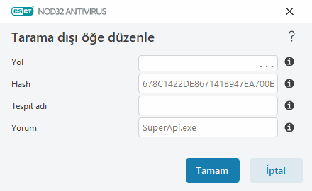 Tarama dışı öğe düzenle Tarama dışı öğe düzenle