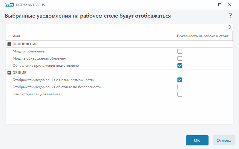 Уведомления на рабочем столе