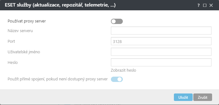 Nastavení politiky pro proxy server ESET Services ESET Management Agenta Nastavení politiky pro proxy server ESET Services ESET Management Agenta