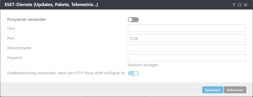 Policy-Einstellungen für den ESET Services Proxy des ESET Management Agenten Policy-Einstellungen für den ESET Services Proxy des ESET Management Agenten