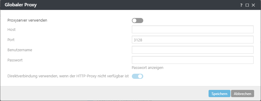 Policy-Einstellungen für den globalen Proxy des ESET Management Agenten Policy-Einstellungen für den globalen Proxy des ESET Management Agenten