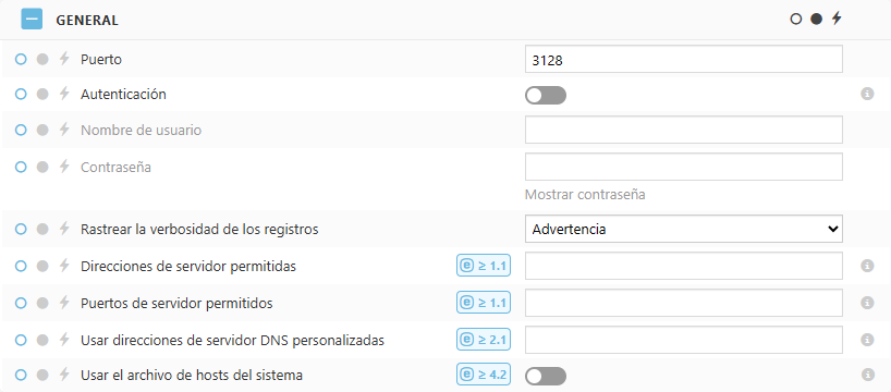 Configuraciones generales de la política de ESET Bridge