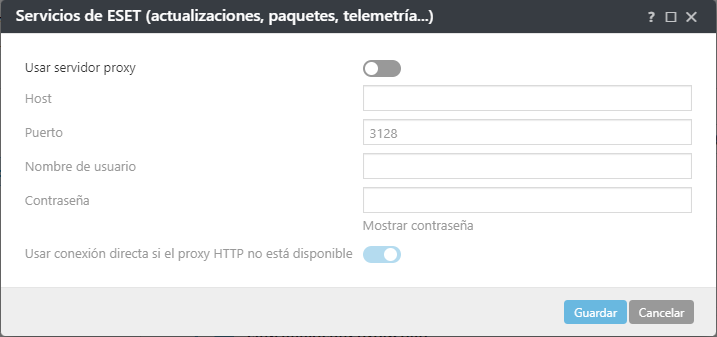 Configuración de política de proxy los servicios ESET de ESET Management Agent Configuración de política de proxy los servicios ESET de ESET Management Agent