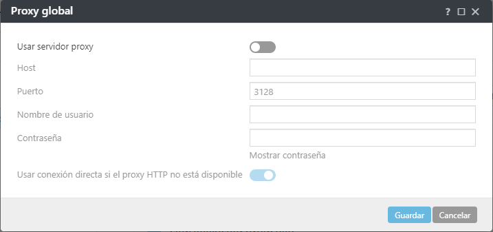 Configuración de política de proxy global de ESET Management Agent Configuración de política de proxy global de ESET Management Agent