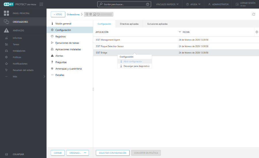 Abrir configuración