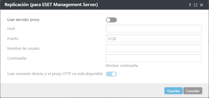 Configuración de política de proxy replicación de ESET Management Agent Configuración de política de proxy replicación de ESET Management Agent