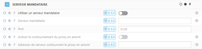 Paramètres de la politique du serveur mandataire ESET Bridge