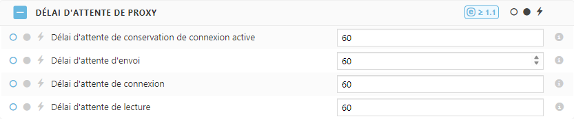 Paramètres de politique de délai d'expiration du proxy ESET Bridge