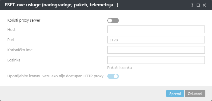 Postavke pravila za proxy ESET-ovih usluga ESET Management agenta