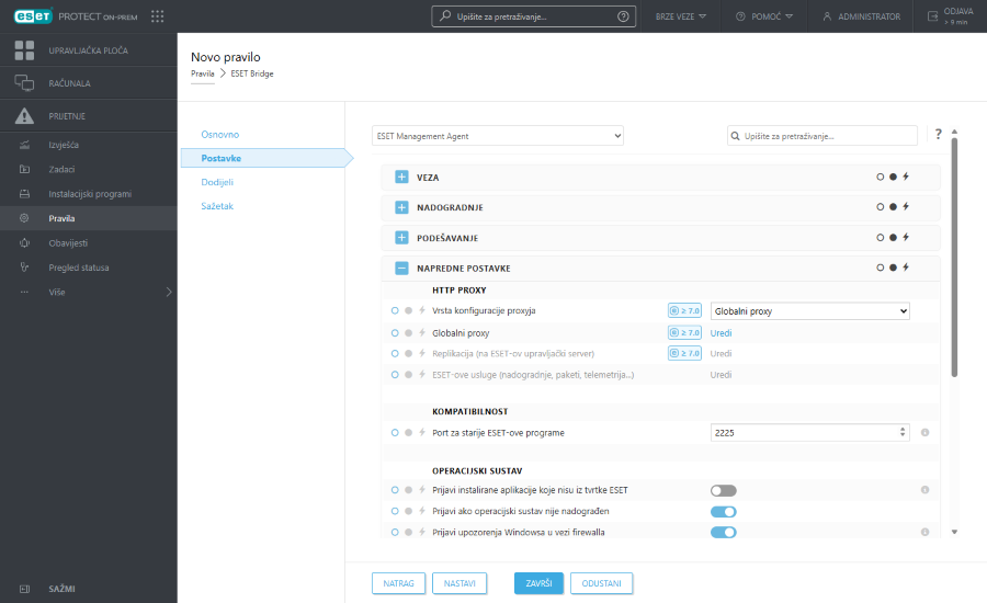 Postavke pravila za proxy ESET Management agenta