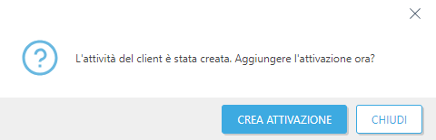 Crea attivazione.