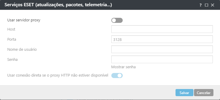 Configurações de política de proxy do agente de Serviços ESET ESET Management