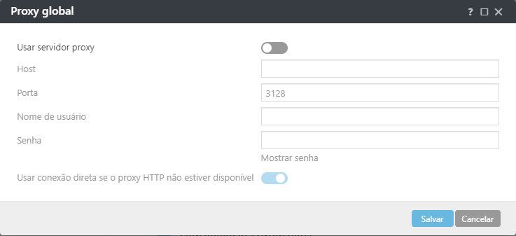 Configurações de política de proxy global do agente ESET Management