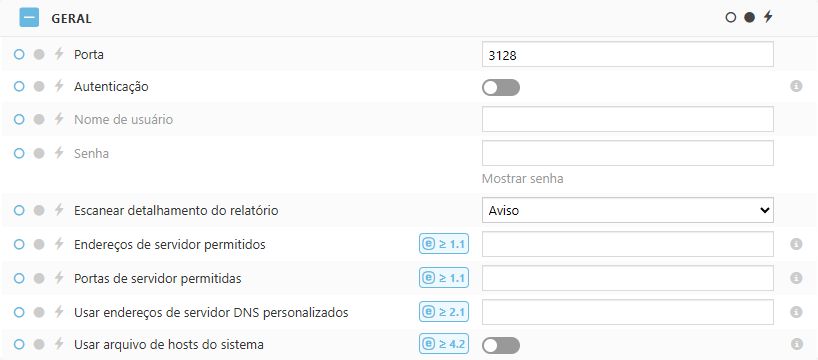 Configurações de política geral ESET Bridge