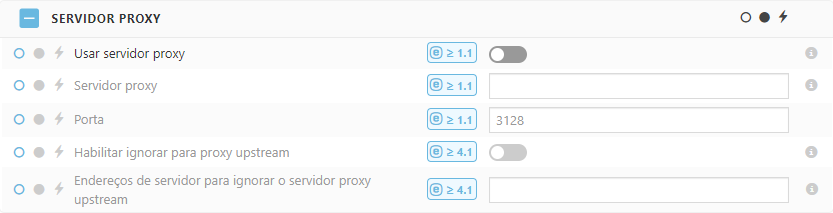 Configurações de política do servidor proxy ESET Bridge