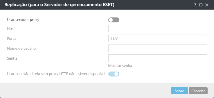 Configurações de política de proxy de replicação do agente ESET Management