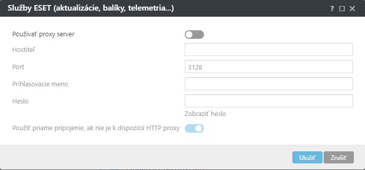 Nastavenia proxy pre Služby ESET v&nbsp;rámci politiky pre ESET Management Agenta