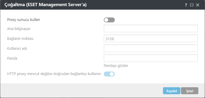 ESET Management Agent çoğaltma proxy ilke ayarları