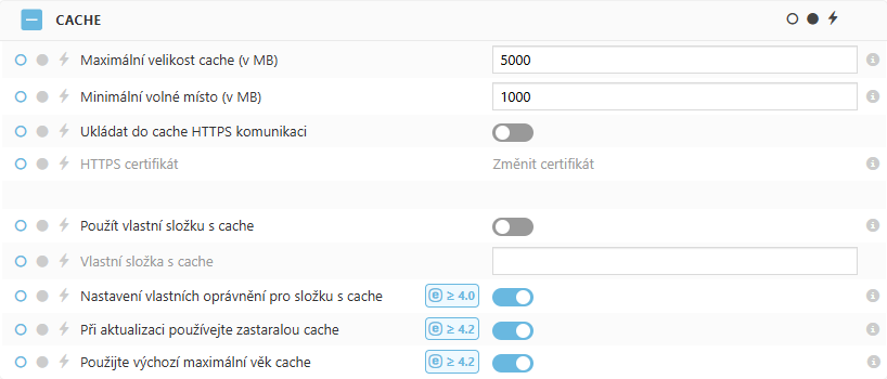 Nastavení politiky pro cache ESET Bridge