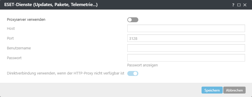 Policy-Einstellungen für den ESET Services Proxy des ESET Management Agenten Policy-Einstellungen für den ESET Services Proxy des ESET Management Agenten