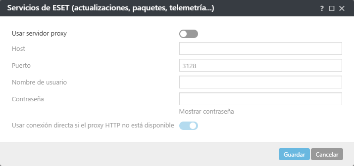 Configuración de política de proxy los servicios ESET de ESET Management Agent Configuración de política de proxy los servicios ESET de ESET Management Agent