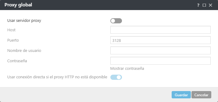 Configuración de política de proxy global de ESET Management Agent Configuración de política de proxy global de ESET Management Agent