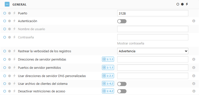 Configuración de la política general de ESET Bridge Configuración de la política general de ESET Bridge