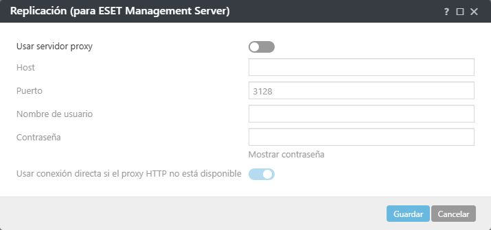Configuración de política de proxy replicación de ESET Management Agent Configuración de política de proxy replicación de ESET Management Agent