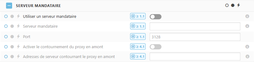 Paramètres de la politique du serveur mandataire ESET Bridge