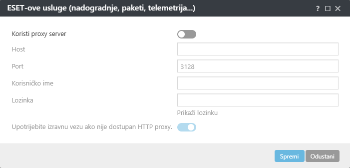Postavke pravila za proxy ESET-ovih usluga ESET Management agenta