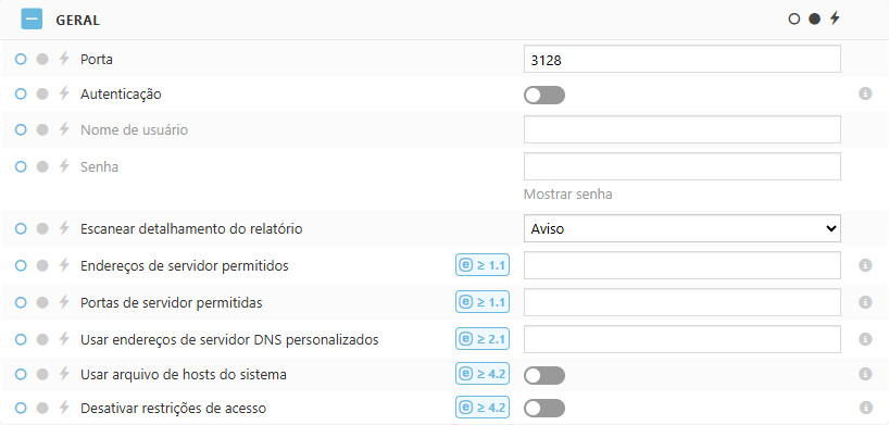 Configurações de política geral ESET Bridge Configurações de política geral ESET Bridge