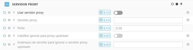 Configurações de política do servidor proxy ESET Bridge Configurações de política do servidor proxy ESET Bridge