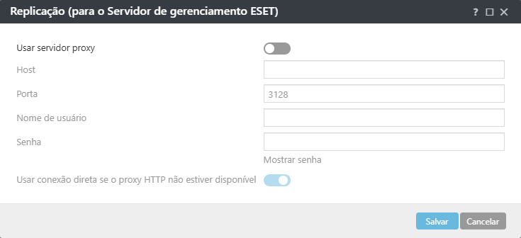 Configurações de política de proxy de replicação do agente ESET Management Configurações de política de proxy de replicação do agente ESET Management