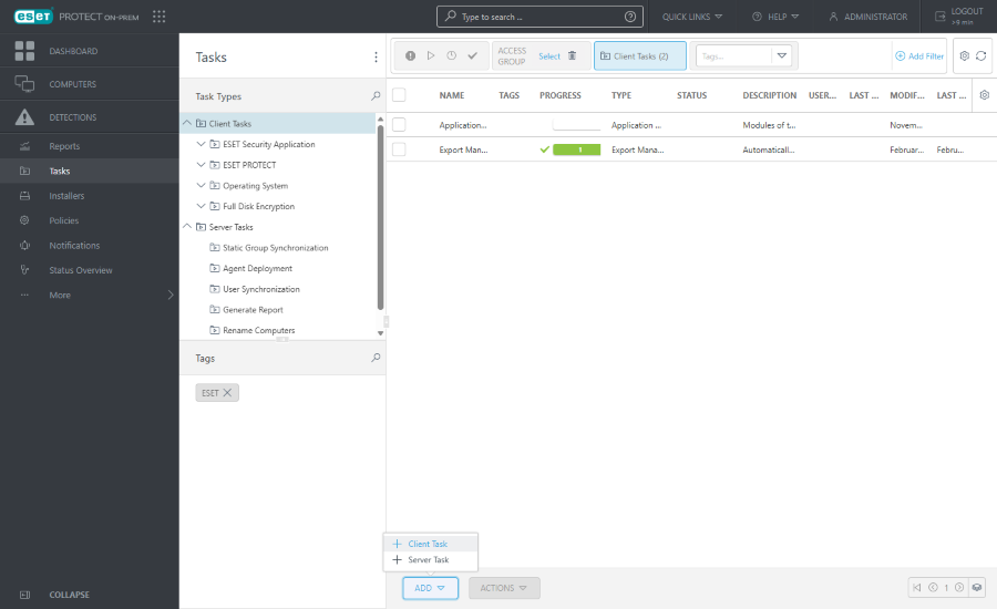 Create a new client task.