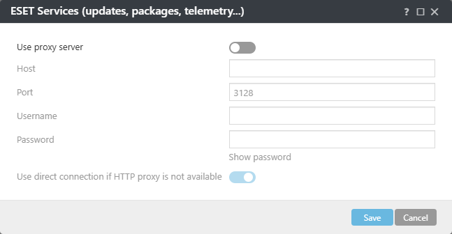 ESET Management Agent ESET Services proxy policy settings ESET Management Agent ESET Services proxy policy settings