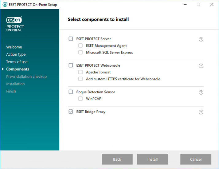 Select ESET Bridge Proxy in the ESET PROTECT All-in-one installer.