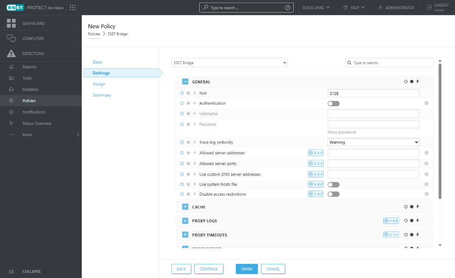 ESET Bridge policy settings ESET Bridge policy settings