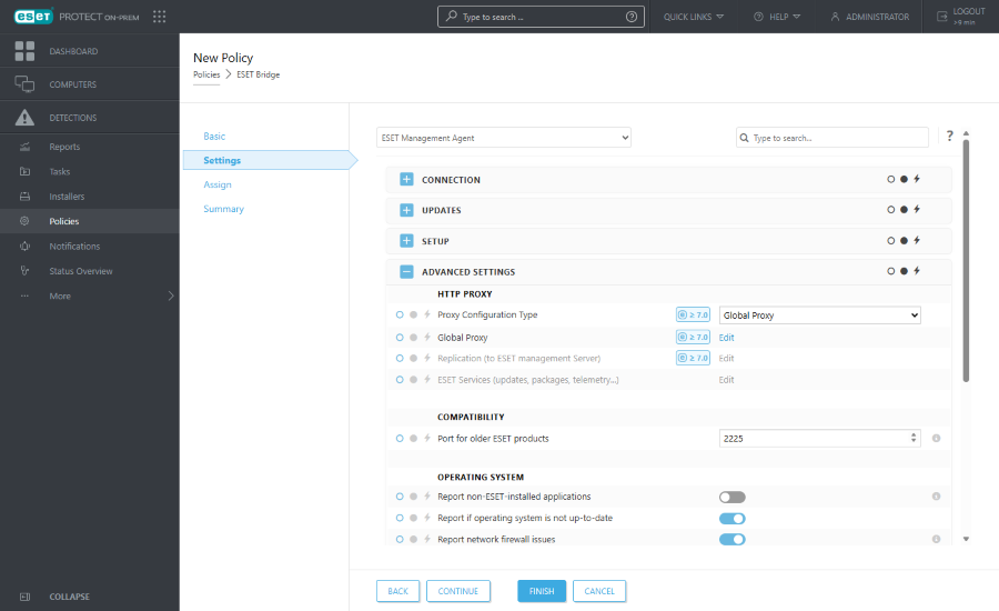 ESET Management Agent proxy policy settings ESET Management Agent proxy policy settings