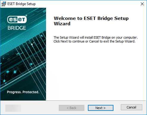 ESET Bridge standalone installer welcome screen ESET Bridge standalone installer welcome screen