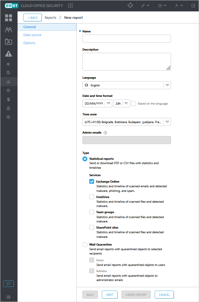 Nueva configuración de informe Nueva configuración de informe