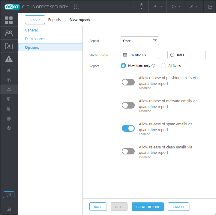 Nieuwe rapportopties