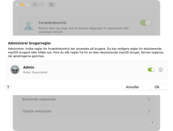 administrer regler for forældrekontrol