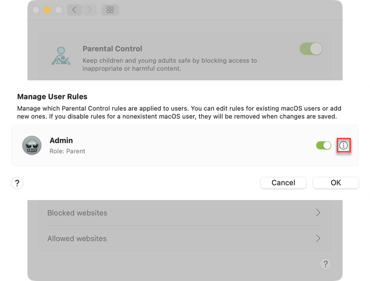 manage parental control rules