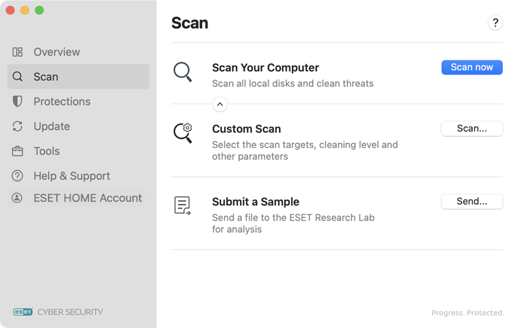 ESET Cyber Security scan options ESET Cyber Security scan options