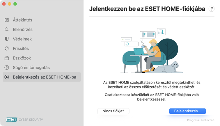 Bejelentkezés az ESET HOME-ba