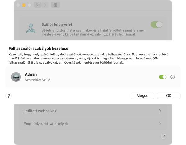 szülői felügyelet-szabályok kezelése szülői felügyelet-szabályok kezelése