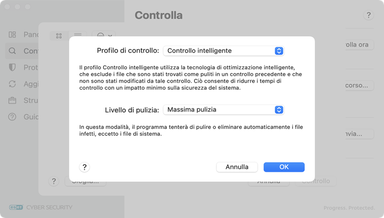 Profilo di controllo ESET Cyber Security