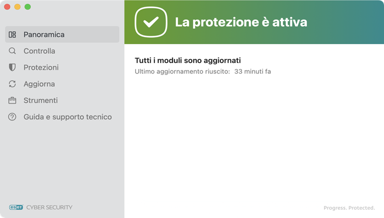 ESET Cyber Security stato di protezione